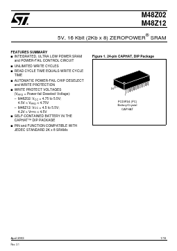 M48Z02-150PC1 Datasheet PDF STMicroelectronics