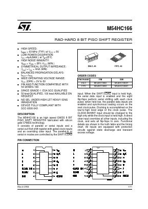 M54HC166D1 Datasheet PDF STMicroelectronics