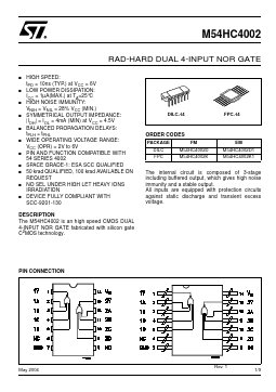 M54HC4002K1 Datasheet PDF STMicroelectronics