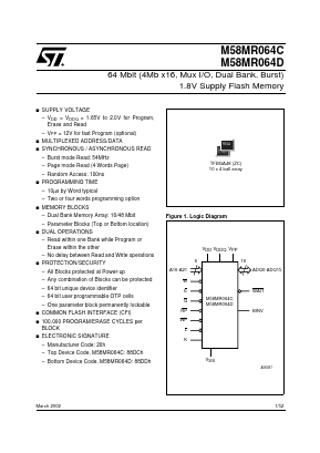 M58MR064-ZCT Datasheet PDF STMicroelectronics