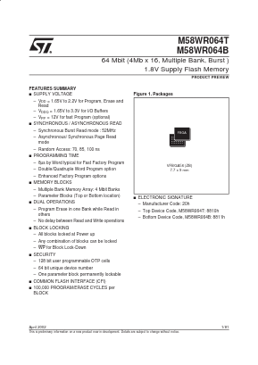 M58WR064B100ZB6T Datasheet PDF STMicroelectronics