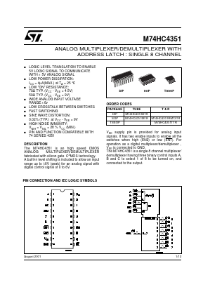 M74HC4351 Datasheet PDF STMicroelectronics