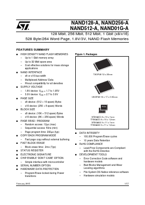 NAND512W3A2CV6E Datasheet PDF STMicroelectronics