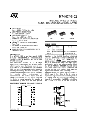 M74HC40102 Datasheet PDF STMicroelectronics