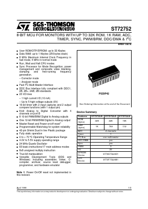ST72752J4 Datasheet PDF STMicroelectronics