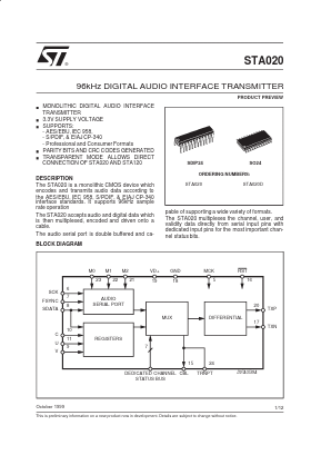 STA020 Datasheet PDF STMicroelectronics