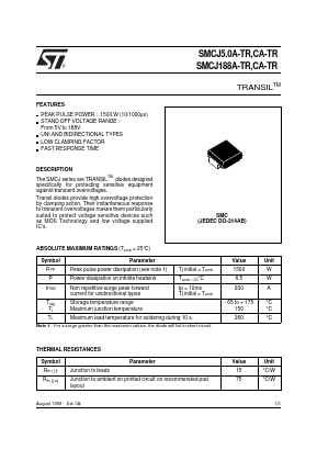 SMCJ85CA-TR Datasheet PDF STMicroelectronics