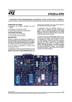 ST62E2XC-EPB Datasheet PDF STMicroelectronics