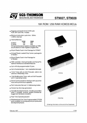 ST9027B6 Datasheet PDF STMicroelectronics