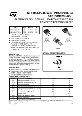 STP100NF03L-03 Datasheet PDF STMicroelectronics