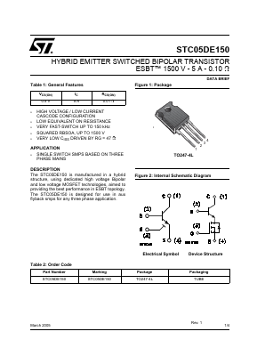 STC05DE150 Datasheet PDF STMicroelectronics