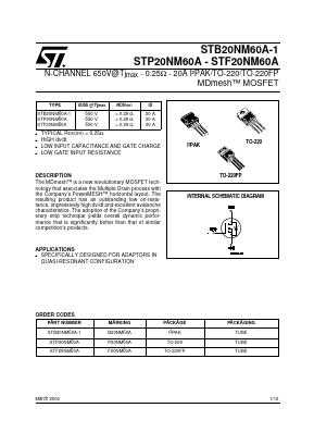 B20NM60A Datasheet PDF STMicroelectronics