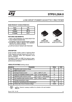 STPS1L30AU Datasheet PDF STMicroelectronics