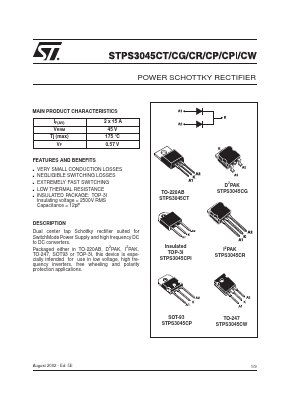 STPS3045CW Datasheet PDF STMicroelectronics