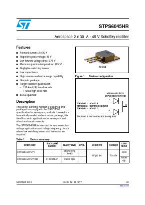 STPS6045HR Datasheet PDF STMicroelectronics