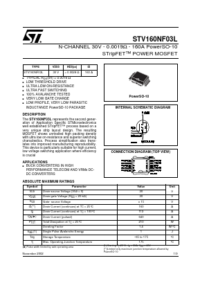 STV160NF03L Datasheet PDF STMicroelectronics