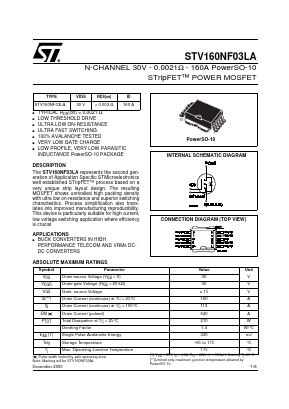 STV160NF03LA Datasheet PDF STMicroelectronics