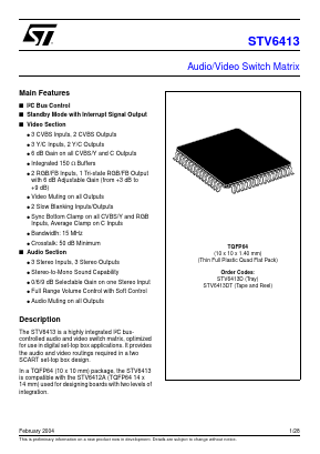 STV6413 Datasheet PDF STMicroelectronics