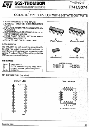 T74LS374C1 Datasheet PDF STMicroelectronics