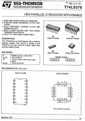 T74LS378D1 Datasheet PDF STMicroelectronics