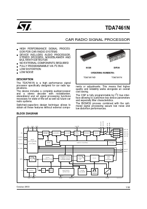 TDA7461N Datasheet PDF STMicroelectronics