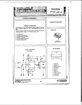 TEA2024 Datasheet PDF STMicroelectronics
