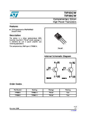 TIP35CW Datasheet PDF STMicroelectronics