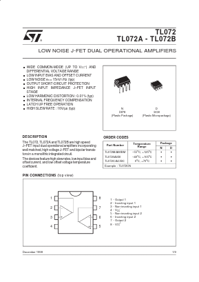 TL072ID Datasheet PDF STMicroelectronics