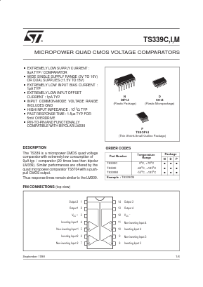 TS339M Datasheet PDF STMicroelectronics