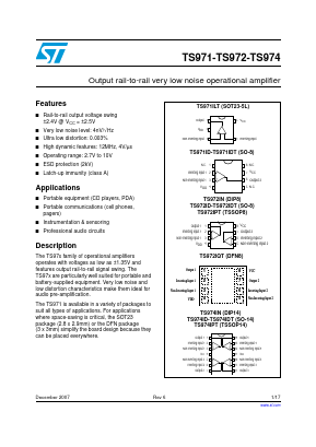 TS971IDT Datasheet PDF STMicroelectronics