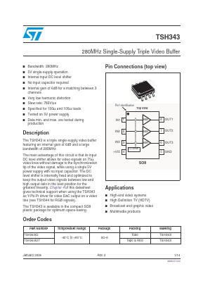TSH343ID Datasheet PDF STMicroelectronics