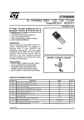 STW8NB80 Datasheet PDF STMicroelectronics