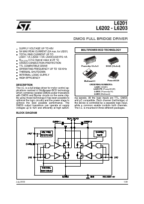 L6201 Datasheet PDF STMicroelectronics