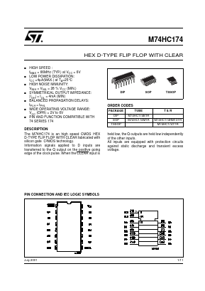 M74HC174B1R Datasheet PDF STMicroelectronics