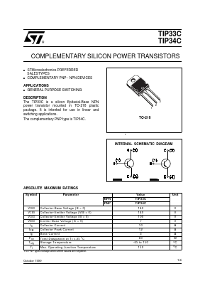 TIP33C Datasheet PDF STMicroelectronics