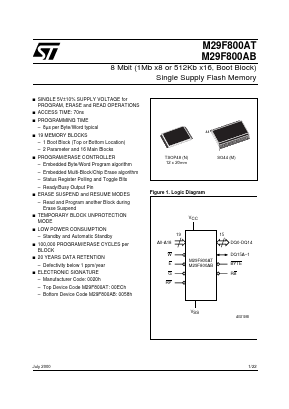 M29F800AT Datasheet PDF STMicroelectronics