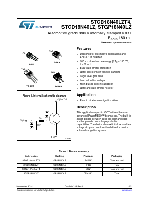 GB18N40LZ Datasheet PDF STMicroelectronics