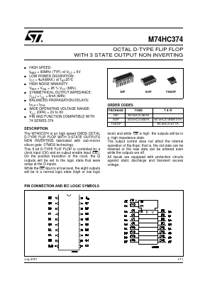 M74HC374 Datasheet PDF STMicroelectronics