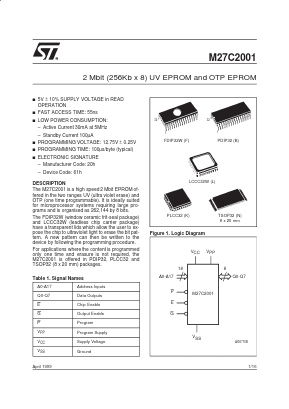 M27C2001-12XN6 Datasheet PDF STMicroelectronics
