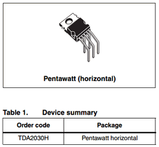 TDA2030V Datasheet PDF STMicroelectronics