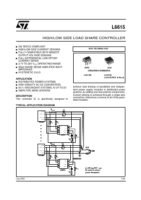 L6615 Datasheet PDF STMicroelectronics