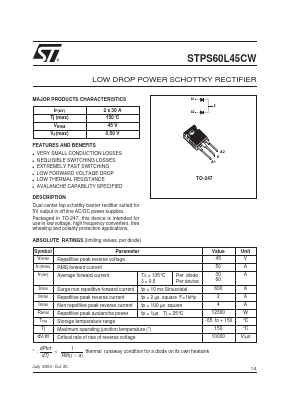 STPS60L45CW Datasheet PDF STMicroelectronics