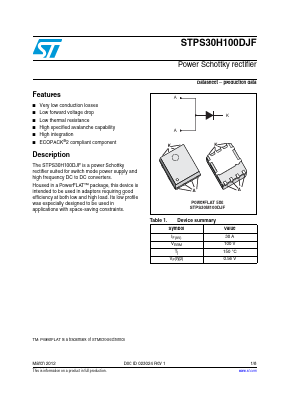 PS30H100 Datasheet PDF STMicroelectronics