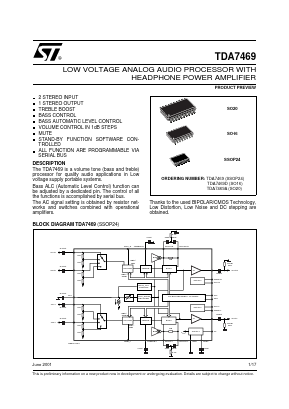 TDA7469D Datasheet PDF STMicroelectronics
