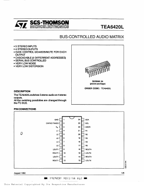 TEA6420L Datasheet PDF STMicroelectronics