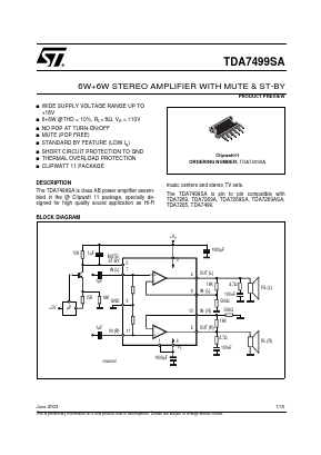 TDA7499SA_03 Datasheet PDF STMicroelectronics