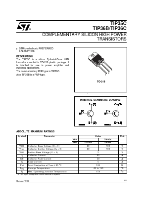TIP35C Datasheet PDF STMicroelectronics