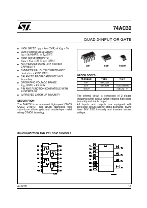 74AC32 Datasheet PDF STMicroelectronics