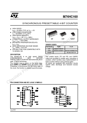 M74HC160 Datasheet PDF STMicroelectronics