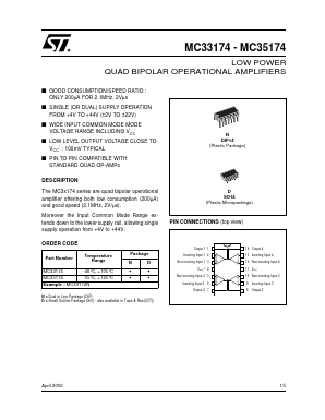 MC33174 Datasheet PDF STMicroelectronics
